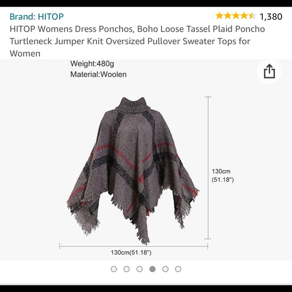 Cowl Neck Poncho - Picture 4 of 6